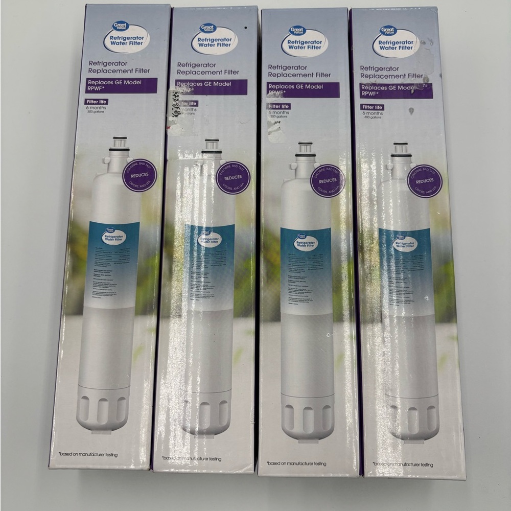 (4) Great Value Refrigerator Water Filters Replace GE Model RPWF 6months/300gal